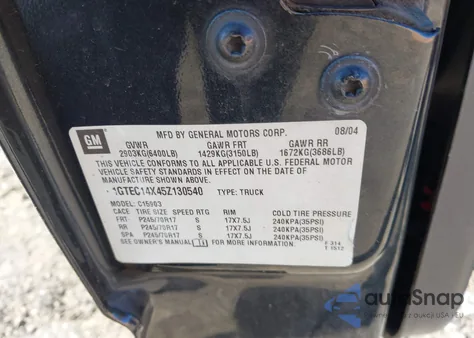 2005 GMC Sierra 1500 Work Truck from USA, damaged, VIN 1GTEC14X45Z130540